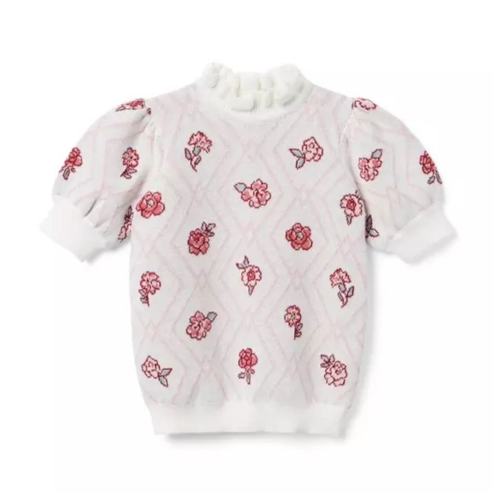 Janie and Jack Floral Argyle Sweater Top